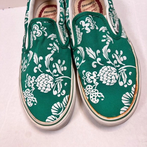 Vans Rare Mens 10 Duke Kahanamoku Surfers Womens 11.5 Slip On Sneakers Green - Picture 1 of 13